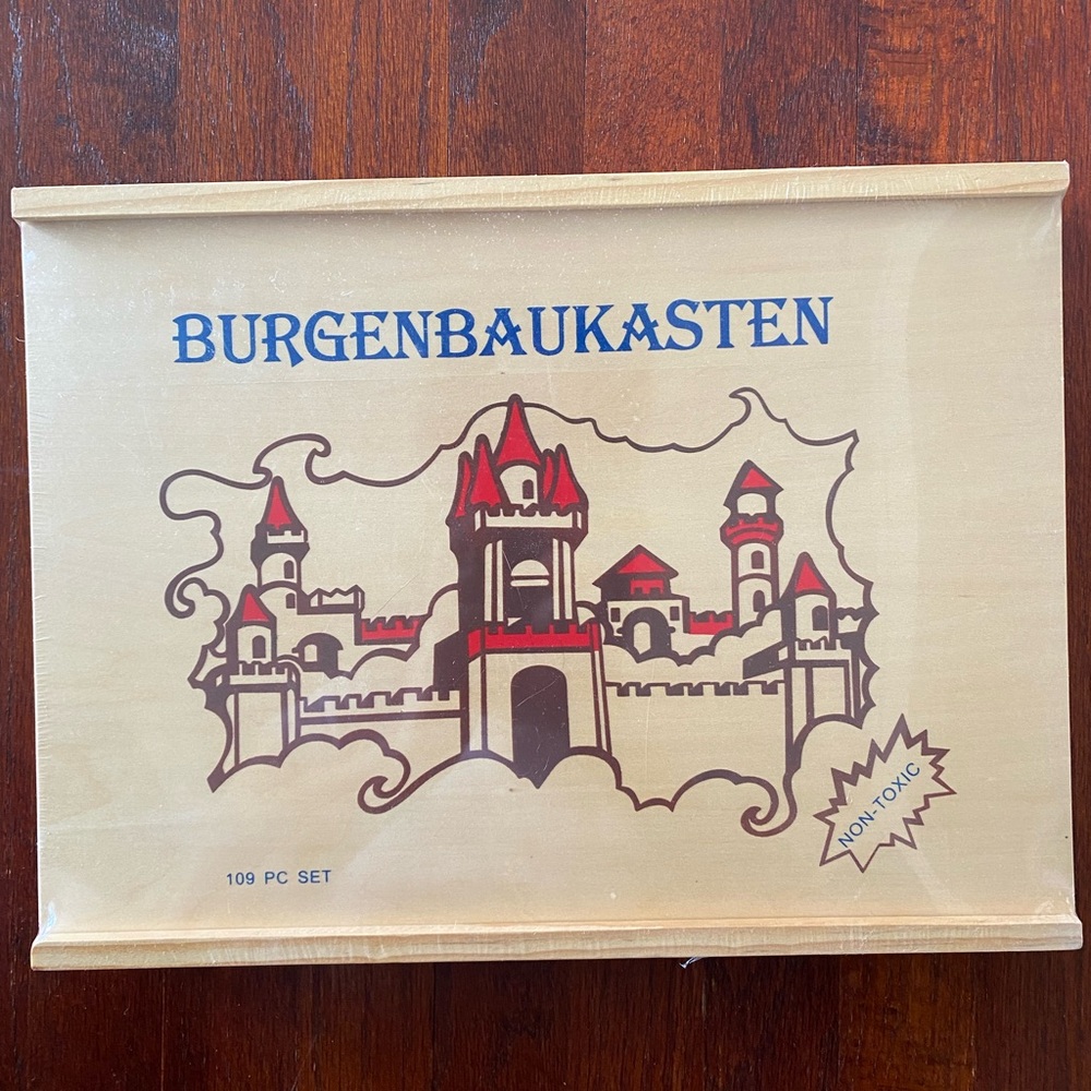 Burgenbaukasten wood block castle toy Germany new in package